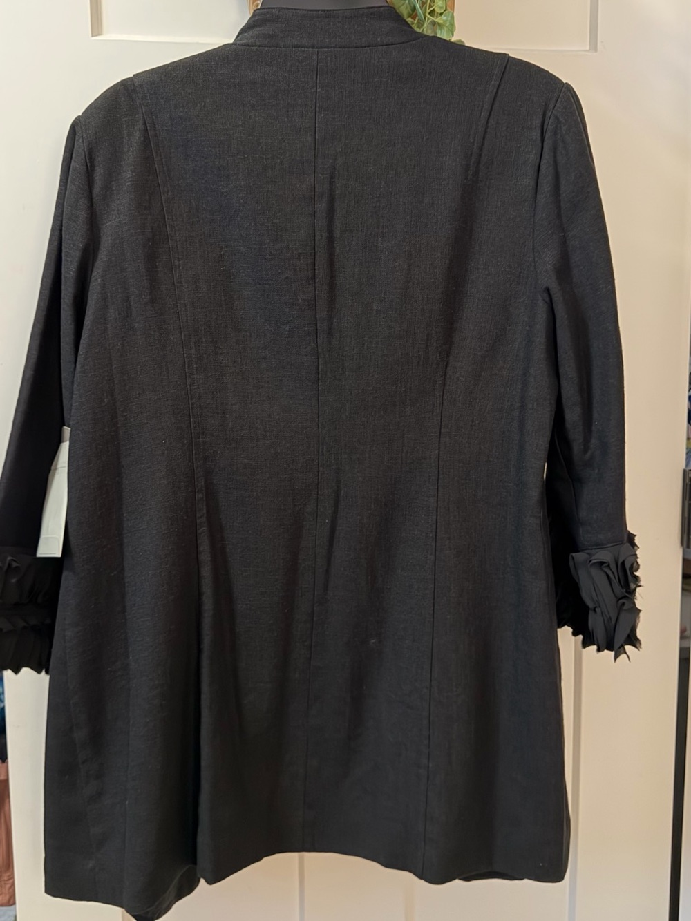 Multiples Black Ruffle-Cuff Buttoned Dress Jacket - Picture 9 of 9